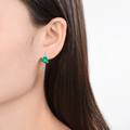 Green Colombian Created Emerald Stud Earrings by Fine Color Jewels
