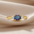 22k Gold Vermeil Alexandrite Oval Three Stone Ring by Fine Color Jewels