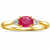 0.45 Ct Oval Red Ruby 22k Gold Vermeil Ruby Oval Three Stone Claw Ring
