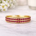 0.75 Ct Round Red Ruby 22k Gold Vermeil Dual Eternity Pave Ring by Fine Color Jewels