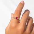 0.40 Ct Round Red Ruby 22k Gold Vermeil Split Band Prong Pave Ring by Fine Color Jewels
