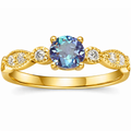 22k Gold Vermeil Alexandrite Round Solitaire Ring by Fine Color Jewels