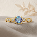 22k Gold Vermeil Alexandrite Round Solitaire Ring by Fine Color Jewels
