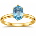 22k Gold Vermeil Blue Zircon Solitaire Ring by Fine Color Jewels