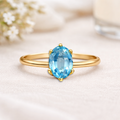 22k Gold Vermeil Blue Zircon Solitaire Ring by Fine Color Jewels