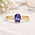 22k Gold Vermeil Alexandrite Solitaire Ring by Fine Color Jewels
