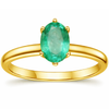 0.85 Ct Oval Green Emerald Prong 22K Gold Vermeil Solitaire Engagement Ring