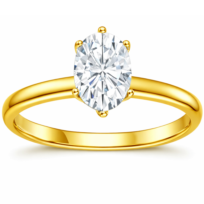 22K Gold Vermeil Moissanite Solitaire Ring by Fine Color Jewels
