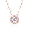 1.30 Ct Round White Topaz Prong Rose Gold Plated Silver Pendant Necklace
