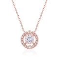 1.30 Ct Round White Topaz Prong Rose Gold Plated Silver Pendant Necklace by Fine Color Jewels
