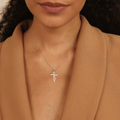 Pink Sapphire Cross Necklace by Fine Color Jewels
