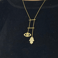 Emerald Evil Eye and Hamsa Necklace by Fine Color Jewels