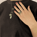 Emerald Evil Eye and Hamsa Necklace by Fine Color Jewels