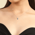 Sapphire Halo Necklace by Fine Color Jewels