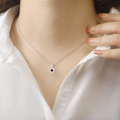 Sapphire Halo Necklace by Fine Color Jewels