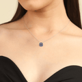 Blue Sapphire Encrusted Pendant Necklace by Fine Color Jewels