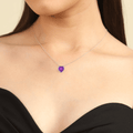 Natural Amethyst Heart Pendant Necklace by Fine Color Jewels