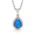 Blue Opal Teardrop Pendant Necklace by Fine Color Jewels