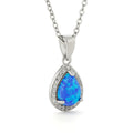 Blue Opal Teardrop Pendant Necklace by Fine Color Jewels