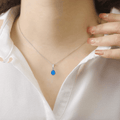 Blue Opal Teardrop Pendant Necklace by Fine Color Jewels