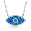 Marquise Blue Opal Evil Eye Necklace