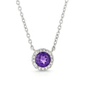Dark Amethyst Halo Pendant Necklace by Fine Color Jewels