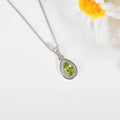Natural Peridot Teardrop Halo Pendant Necklace by Fine Color Jewels