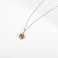 Natural Citrine Cushion Halo Pendant Necklace by Fine Color Jewels