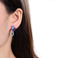 Blue Topaz and Amethyst Statement Earrings by Fine Color Jewels