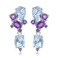 Blue Topaz and Amethyst Statement Earrings by Fine Color Jewels