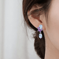 Blue Topaz and Amethyst Statement Earrings by Fine Color Jewels