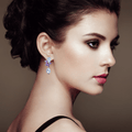 Blue Topaz and Amethyst Statement Earrings by Fine Color Jewels