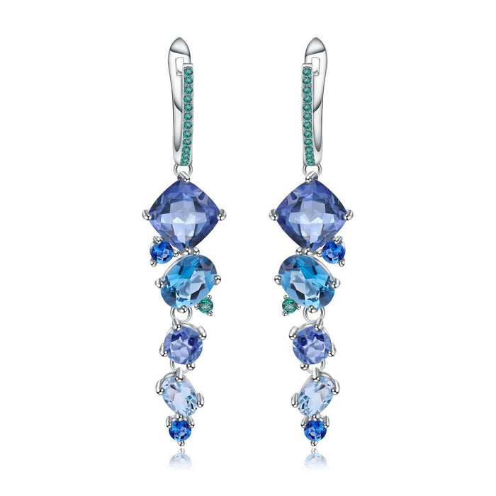 Mystic Quartz and Blue Topaz Drop Earrings by Fine Color Jewels