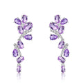Natural Amethyst Leaf Dangling Earrings by Fine Color Jewels