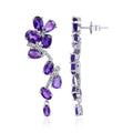 Natural Amethyst Leaf Dangling Earrings by Fine Color Jewels