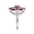 2.44 Ct Pear Red Garnet and Cubic Zirconia Prong Silver Flower Ring by Fine Color Jewels