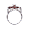2.44 Ct Pear Red Garnet and Cubic Zirconia Prong Silver Flower Ring by Fine Color Jewels