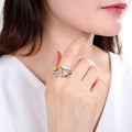 Multi Color Gold-Plated Statement Ring by Fine Color Jewels