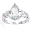 2.57 Ct Pear Green Amethyst Prong Silver Cocktail Ring