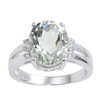 1.44 Ct Oval Green Amethyst Prong Silver Statement Ring