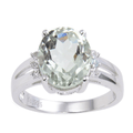 1.44 Ct Oval Green Amethyst Prong Silver Statement Ring by Fine Color Jewels