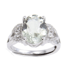 1.44 Ct Oval Green Amethyst Prong Silver Engagement Ring