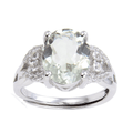1.44 Ct Oval Green Amethyst Prong Silver Engagement Ring by Fine Color Jewels