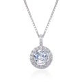 White Topaz Silver Halo Necklace by Fine Color Jewels