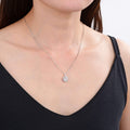 White Topaz Silver Halo Necklace by Fine Color Jewels
