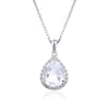 White Topaz Wide Teardrop Necklace