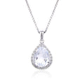 White Topaz Wide Teardrop Necklace by Fine Color Jewels