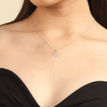 14K White Gold Lab Grown Diamond Oval Solitaire Pendant by Fine Color Jewels