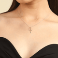 14K Yellow Gold Lab Diamond Cross Pendant by Fine Color Jewels