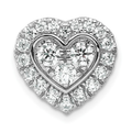 Lab Grown Diamond Halo Heart Chain Slide Pendant 14k Gold by Fine Color Jewels